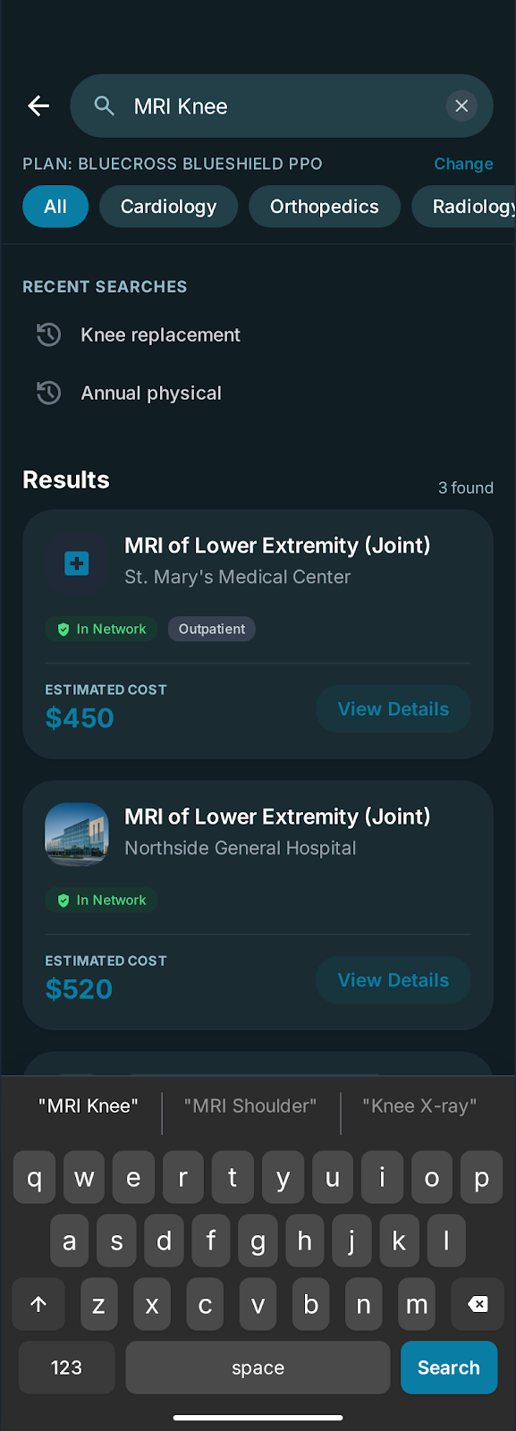 Searching for an MRI of the knee